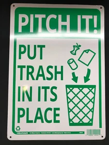 2x ¡PITCH IT! PONGA LA BASURA EN SU LUGAR Signo 14" x 10"- Hillman METAL 840152 - Imagen 1 de 1