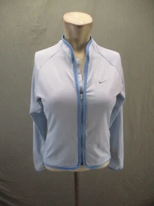 NIKE DRI-FIT Size L Girl Blue Full Zip Pocket Thumbhole Slim Athletic Jacket 493 - Picture 1 of 9