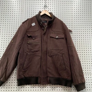 VTG Rocawear Wool Bomber Jacket Mens 3XL Brown Heavyweight Hip Hop  29x29 - Picture 1 of 15