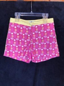 Girl's Size 12 OLD NAVY Beach Shorts Pink W/ Yellow Flowers & White Fish Pockets - Picture 1 of 7