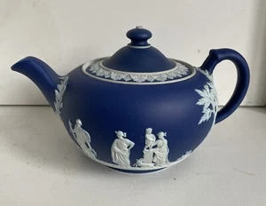 Antique Wedgwood Dark Blue (Cobalt) Jasperware Tea Pot - Picture 1 of 5