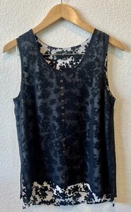 gnw women’s sleeveless tank Top Side Slits Double Layer sheer sz:S - Picture 1 of 7