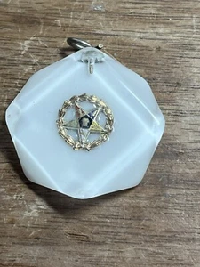 Vintage Masonic Order of Easter Star Transparent And White Pendant - Picture 1 of 4