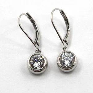 Sterling Silver Cubic Zirconia Lever Back Dangle Earrings - Picture 1 of 5