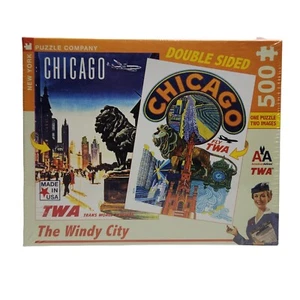 The Windy City Chicago doppelseitige Fliege TWA 1000-teiliges Puzzle - Bild 1 von 5