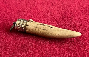 Antique Silver Pocket Watch Chain Hunting Fob Pendant Charivari Horn - Picture 1 of 4
