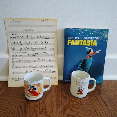 RARE WALT DISNEY FANTASIA MUSICAL SELECTIONS BOOK MICKEY COFFEE MUG IMAGINEERING - Image 1 of 4