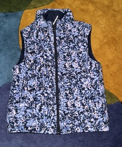 Columbia Reversible vest girl S (8) Floral fleece quilted w polyfill EUC - Picture 1 of 5