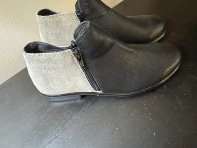 Botas de tornozelo Naot Helm couro cinza e preto camurça 37-6-6.5 novas botas - Imagem 1 de 4