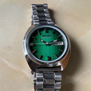 Seiko 5 Actus 7019 7350 21 Jewels Green Dial Automatic Watch Day Date Used - Picture 1 of 9