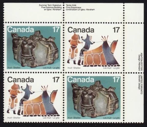 INUITS, ABORIGINAL CANADA 1979 #835-836 MNH UR Block of 4 - Bild 1 von 1
