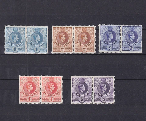SWAZILAND 1935, SG# 30-36, CV £105, different perforation, part set, MH Cover