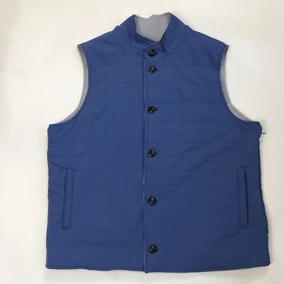 Peter Millar Golf Vest Crown Men XL Spring Soft Reversible Blue Gray Quilted EUC - Image 1 of 4