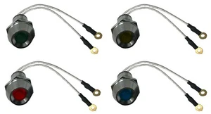 (4) 12V Red Green Amber Blue LED Lamp Dash Panel Indicator Light Assortment Kit - Foto 1 di 10
