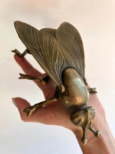 Heavy Vintage USSR Collectible Bronze Brass Figure Statue Ashtray Fly Marked - Picture 1 of 8