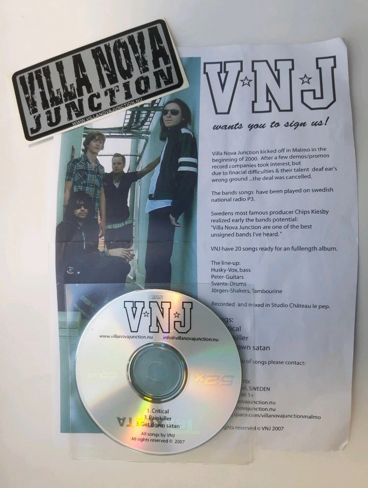 VILLA NOW - pre-"Junction" promokit | CD + pvc sticker + infosheet | Malmö Rock - Bild 1 von 1