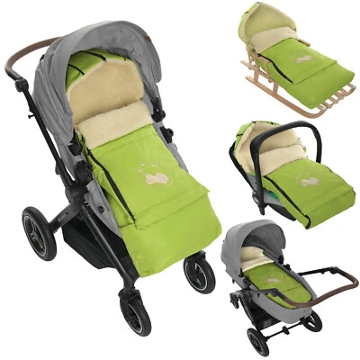 Winter Fußsack für Kinderwagen Babyschale Schlittensack Lammwollesack 40x 90/110 - Bild 1 von 4