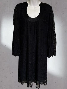 Trina Turk Los Angeles Black Lace Tunic Shift Dress Size 10 EUC!! - Picture 1 of 5