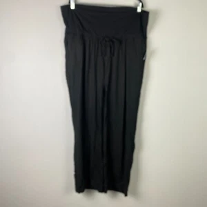 Old Navy Maternity Rollover-Waist Linen-Blend Wide Leg Pants Size XL Black - Picture 1 of 12