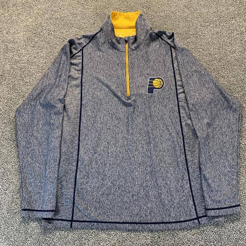 Antigua Indiana Pacers Pullover Mens XXL Gray Blue Yellow 1/4 zip Long Sleeve Cover