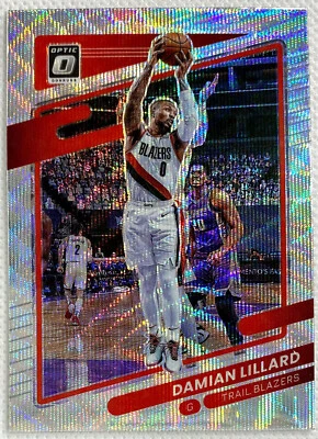 Tarjeta Donruss Optic Damian Lillard 2021-22 #118 Silver Wave Prizm Trail Blazers Foto 1 de 2