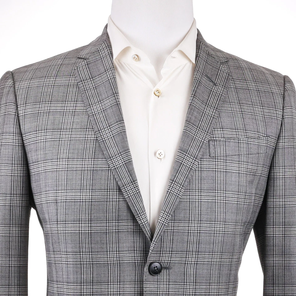 NUEVO $3,495 Gucci Gris Peltre Overcheck Lana/Mohair 2B Frente Plano Traje Para Hombre 40L Foto 1 de 4