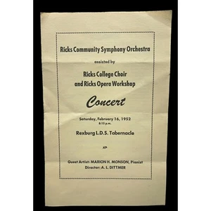 1952 Ricks College Chor Programm Symphonieorchester LDS Tabernakel BYU Idaho - Bild 1 von 6