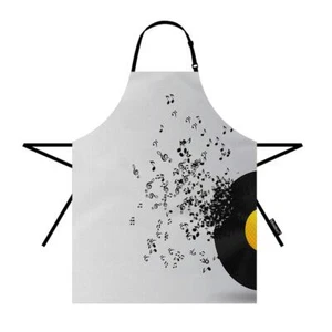 Music Note Apron 31x27 Inch Broken Vinyl Record Kitchen Chef Waitress Cook Ap... - Picture 1 of 3