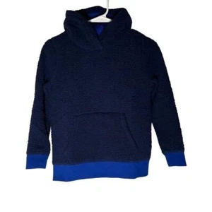 Lands' End Sherpa Pullover Hoodie Kids Sweatshirt Cozy Blue Size L (10-12) - Picture 1 of 4