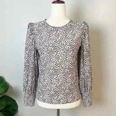 NATION LTD Women's Size S Animal Print Loren 3/4 Length Smocked Puff Sleeve Tee - Image 1 of 4