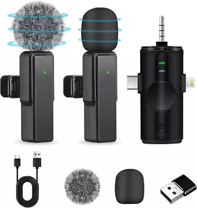 Lavalier Mikrofon Wireless 4in1 Ansteckmikrofon Kabellos Mini Mikrofon Handy Plu - Bild 1 von 7