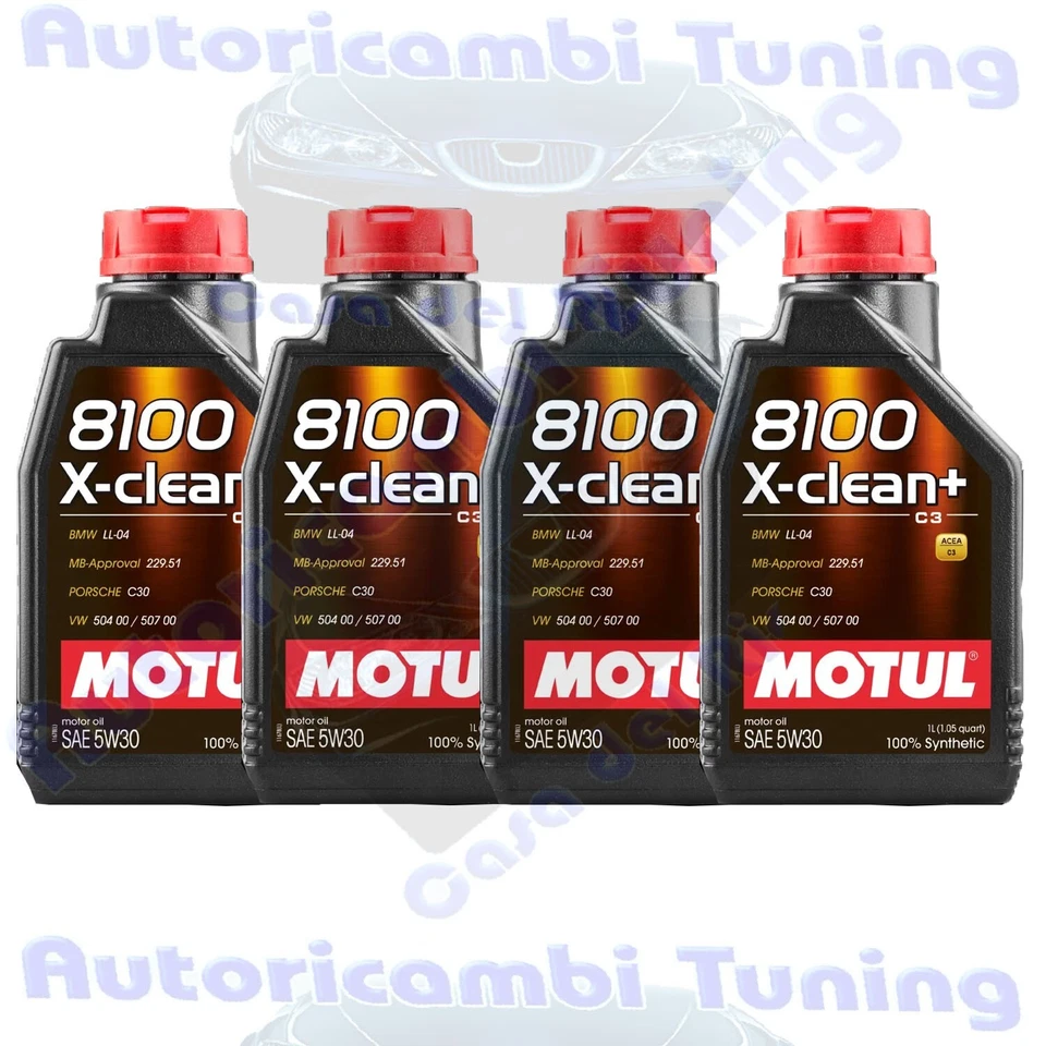 Huile Moteur MOTUL Synthétique 8100 X-Clean 5W30 C3 VW 504 00/507 00 BMW LL-04