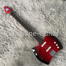 Special Shape Axe Red Electric Guitar 4 String Solid Body SS Pickup Chrome Part for sale