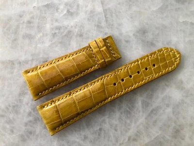 24mm/20mm Yellow Alligator Crocodile Embossed Leather Watch Strap Band - Image 1 of 4