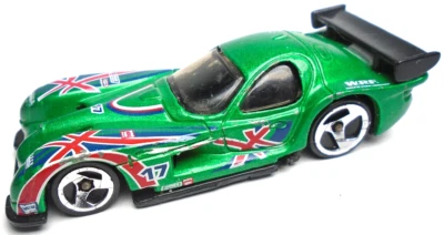 1997 HOT WHEELS PANOZ GTR-1 #17 GREEN 1:64 DIECAST 2 7/8" RACE CAR W/ RED & BLUE - Image 1 of 4
