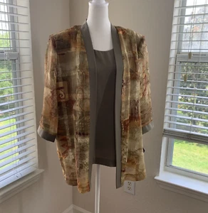 Vintage NEU R&M Richards Damen Bluse Größe 16 USA olivgrün Kunstjacke - Bild 1 von 13