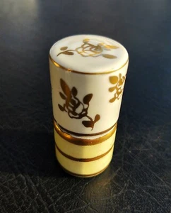 Accendino porcellana Kaolena anni 40 foglia oro rosa California Pottery Mighty Midget - Foto 1 di 5