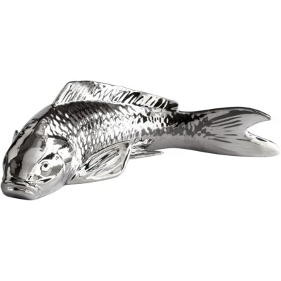 Большая плавающая сладкая скульптура рыбы кои, керамика с хромированной отделкой - Изображение 1 из 3