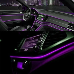 LED Car Interior Decor Atmosphere Wire Strip Light Lamp Accessories 12V Purple - Picture 1 of 13