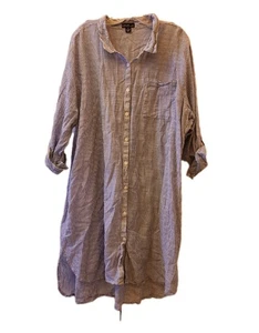 Love by Chesley Shirtkleid Damen 3X blau weiß gestreift Rollriegel Ärmel Taschen - Bild 1 von 10