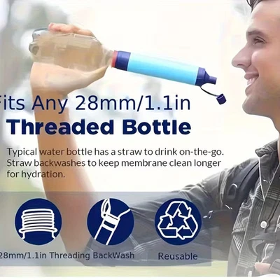 Purificador portátil de supervivencia de emergencia para acampar senderismo filtro de agua herramienta de paja Foto 1 de 4