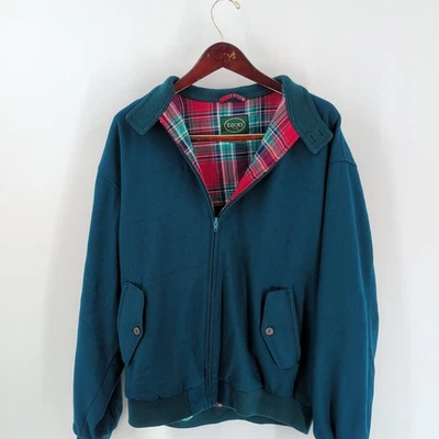 Vintage 90's IZOD Full Zip Long Sleeve Retro Bomber Jacket Teal Blue Size L - Image 1 of 4