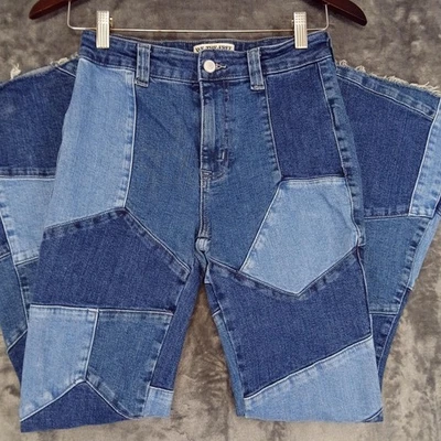 Pantalones de mezclilla We The Free para mujer 25 retazos acampanados dos tonos años 70 boho retro pavo Foto 1 de 4