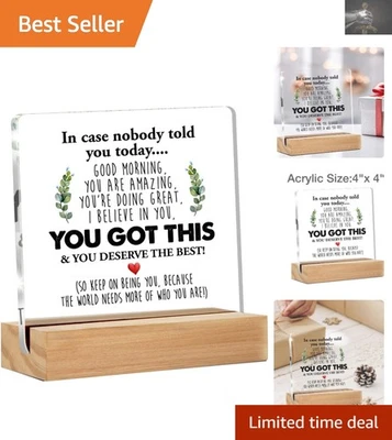 Elegant 4x4 Inch Desk Sign with Inspirational Quote - Modern Decor Accent - Image 1 of 4