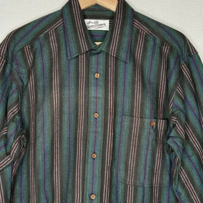 RARE VTG Sears Roebuck and Co. Flannel Shirt Striped Mens Med Americana Rugged - Image 1 of 4