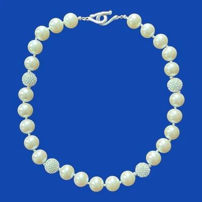 Carolee Choker Necklace Faux Pearl Rhinestone Wedding Bridal Prom Single Strand - Image 1 of 4