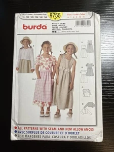 Burda Pattern 9755 Kids Girls Dress Jacket Size 6-11 UNCUT FREE SHIPPING  - Picture 1 of 2