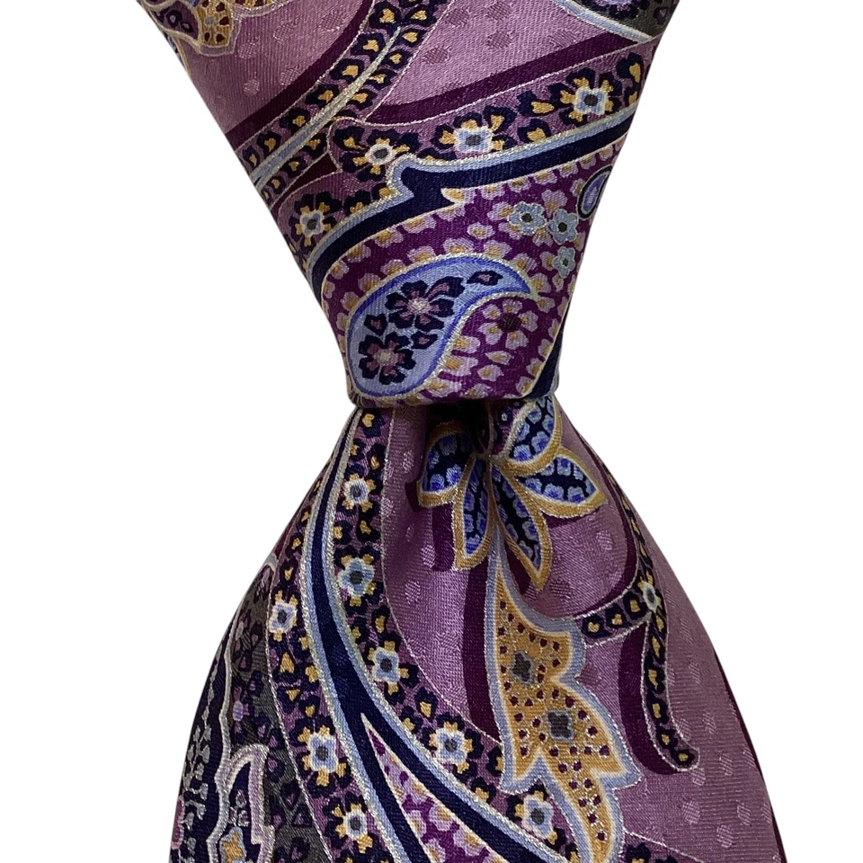 Corbata de diseñador NORDSTROM para hombre 100 % seda XL geométrica púrpura/azul/dorado usada en excelente estado Foto 1 de 3