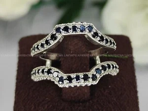 Simulated Black & White Diamond Enhancer Wrap Guard Wedding Band s925 - Picture 1 of 6