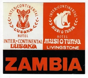 Seltenes Gepäcketikett Sambia Afrika Interkontinental Hotel Lusaka Livingstone - Bild 1 von 2